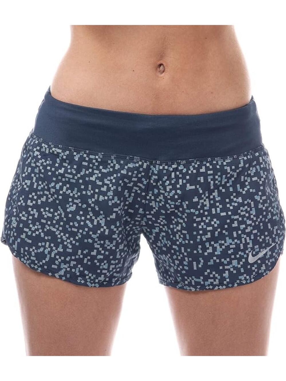 Nike Dri-FIT Running Shorts WMNS XS Blue Print Lined Stretch Athletic Training